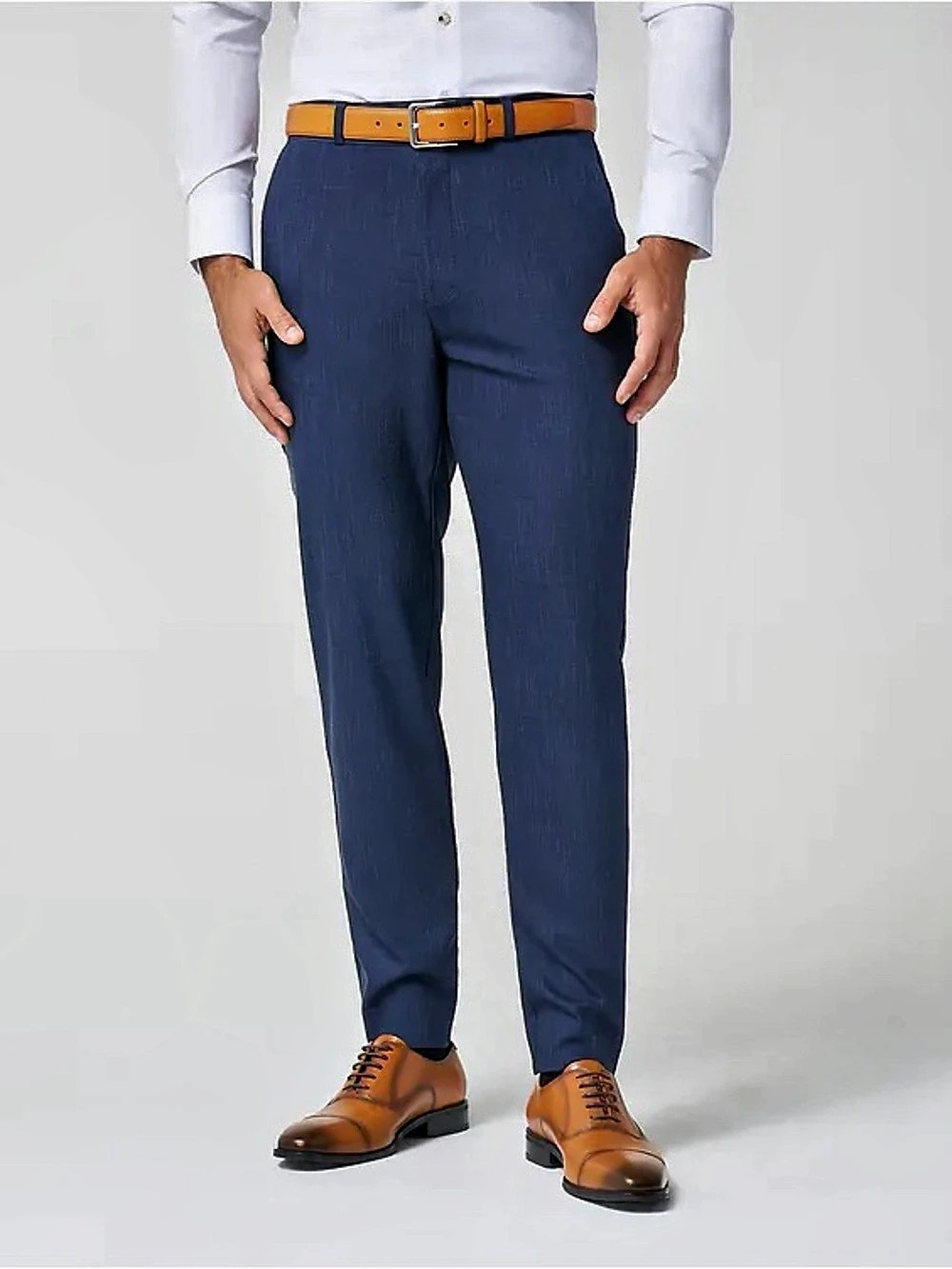 State & Liberty Heathered Navy Stretch Suit Pants 34W
